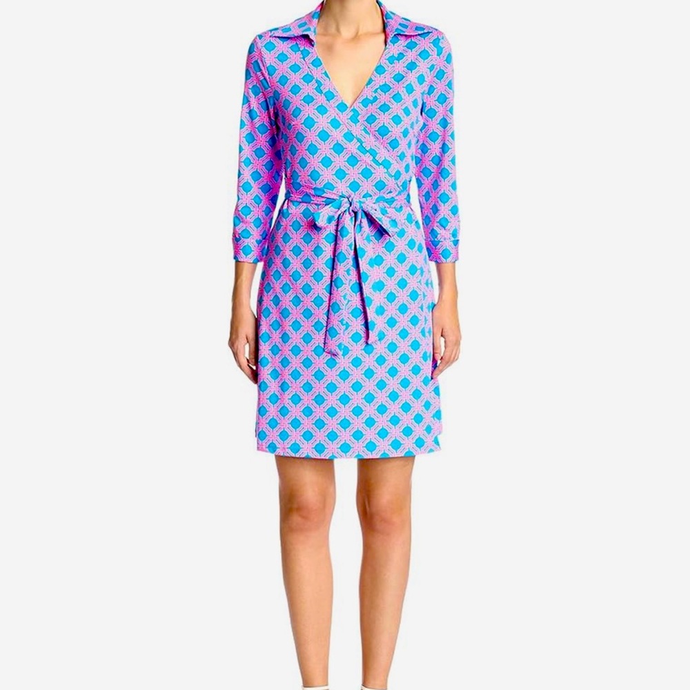 JB by Julie Brown Blue and Pink Wrap Dress